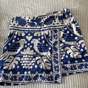 FARM Rio Blue and White Tropical Wrap Skirt